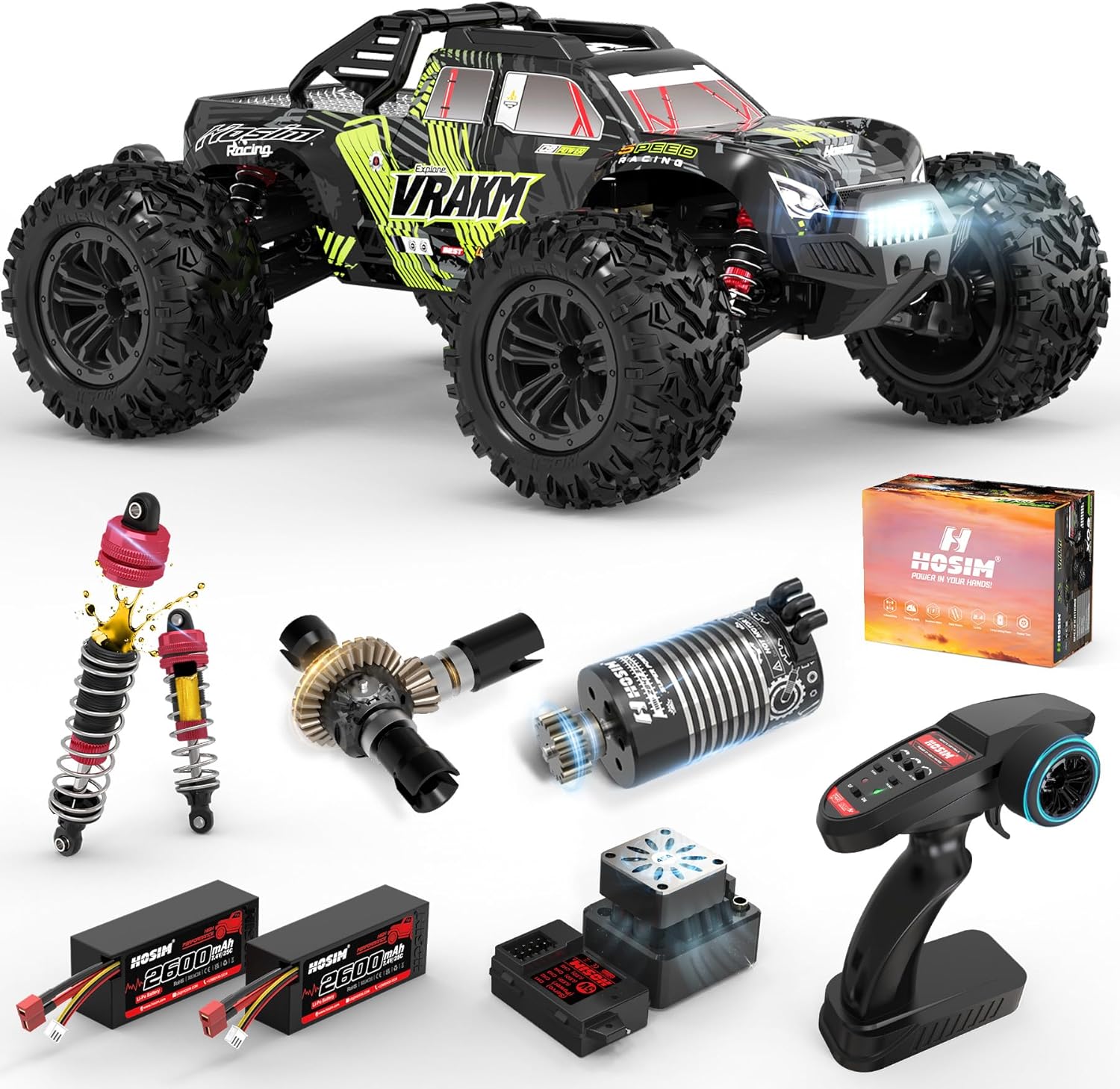 Rc Hobby Grade Monster Truck - Volwassen borstelloze RC-auto, schaal 1/10, snelheden