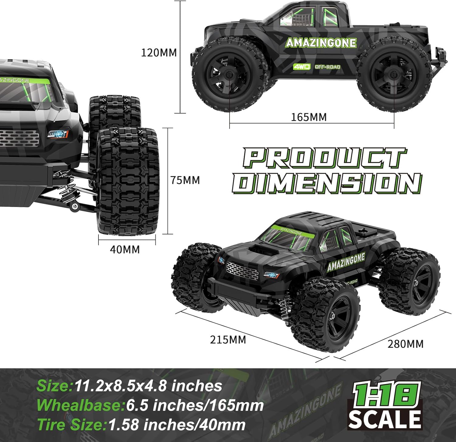 JT18W 1/18 Schaal Hoge Snelhei - Rc Hobby Grade Monster Truck recensie en prijs
